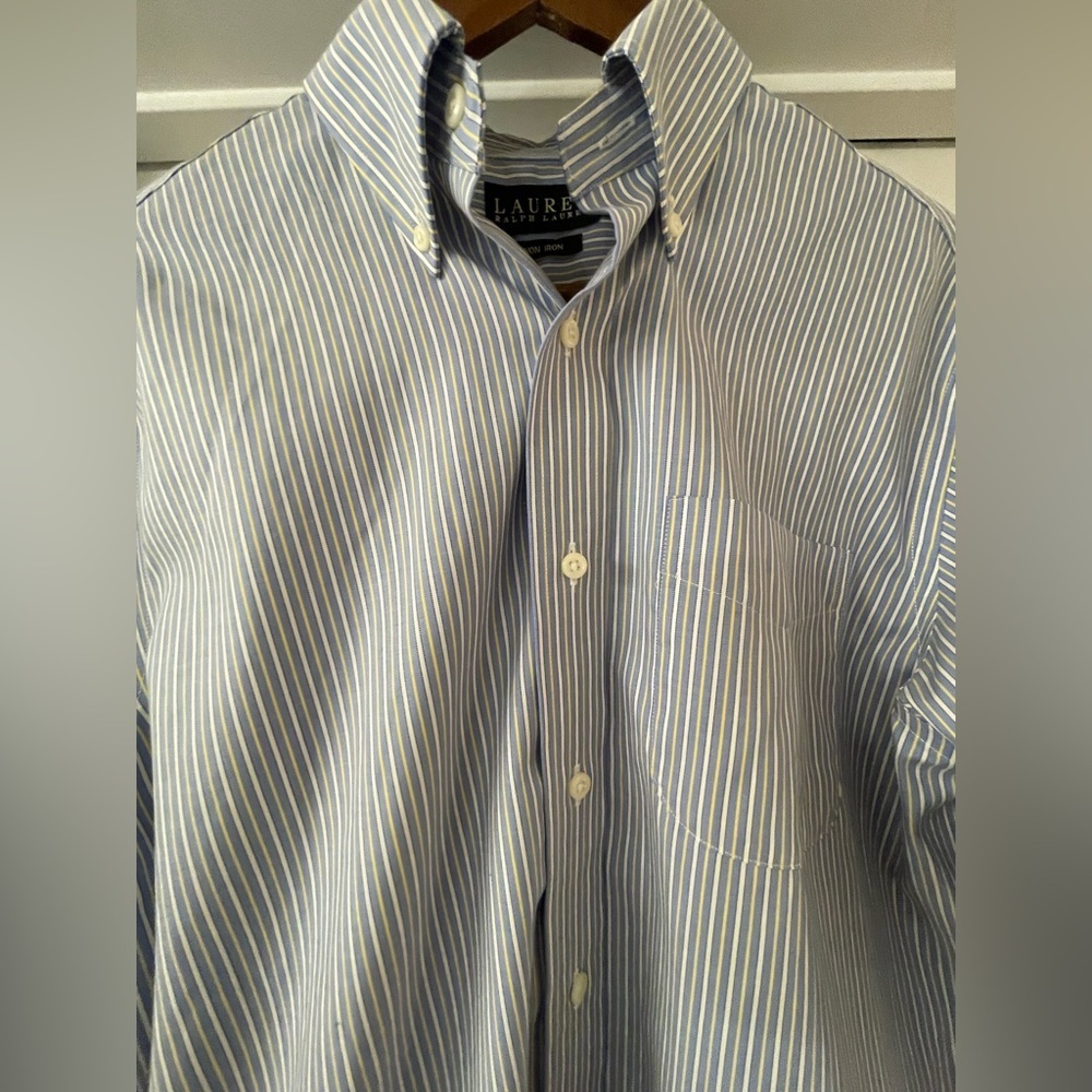 Lauren Ralph Lauren, Long Sleeve Button Down Shirt, 100% Cotton, Size 15 34/35